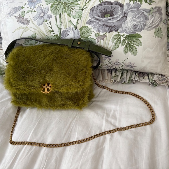 VINTAGE RARE Faux Fur Tory Burch Convertible Crossbody - Picture 2 of 12